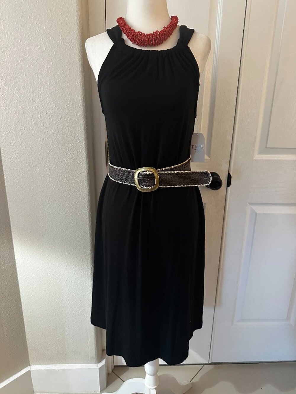 NWT Time and Tru Black Halter Dress Size S (4-6) Midi Sleeveless Casual